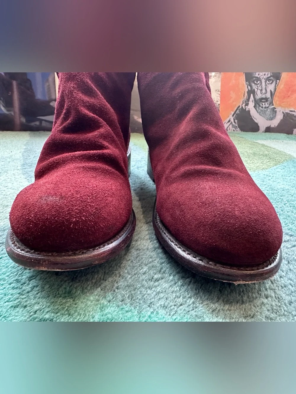 Fluevog EXCELLENT Living 2.0 Foster 2.0 burgundy suede slouchy ankle boot-8